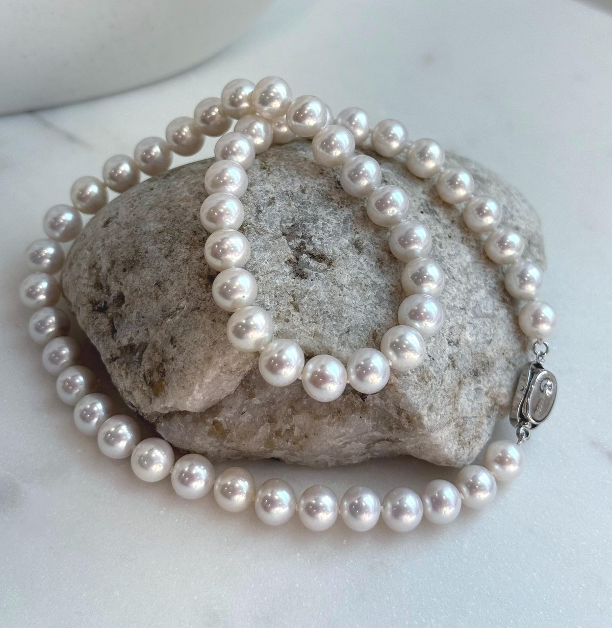white pearl s925 silver necklace strand for her daily wear