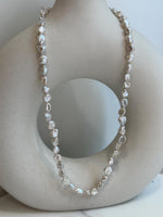 freshwater white iridescent Keshi stone pearls s925 silver necklace strands for her daily wear