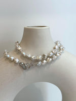 freshwater white iridescent Keshi stone pearls s925 silver necklace strands for her