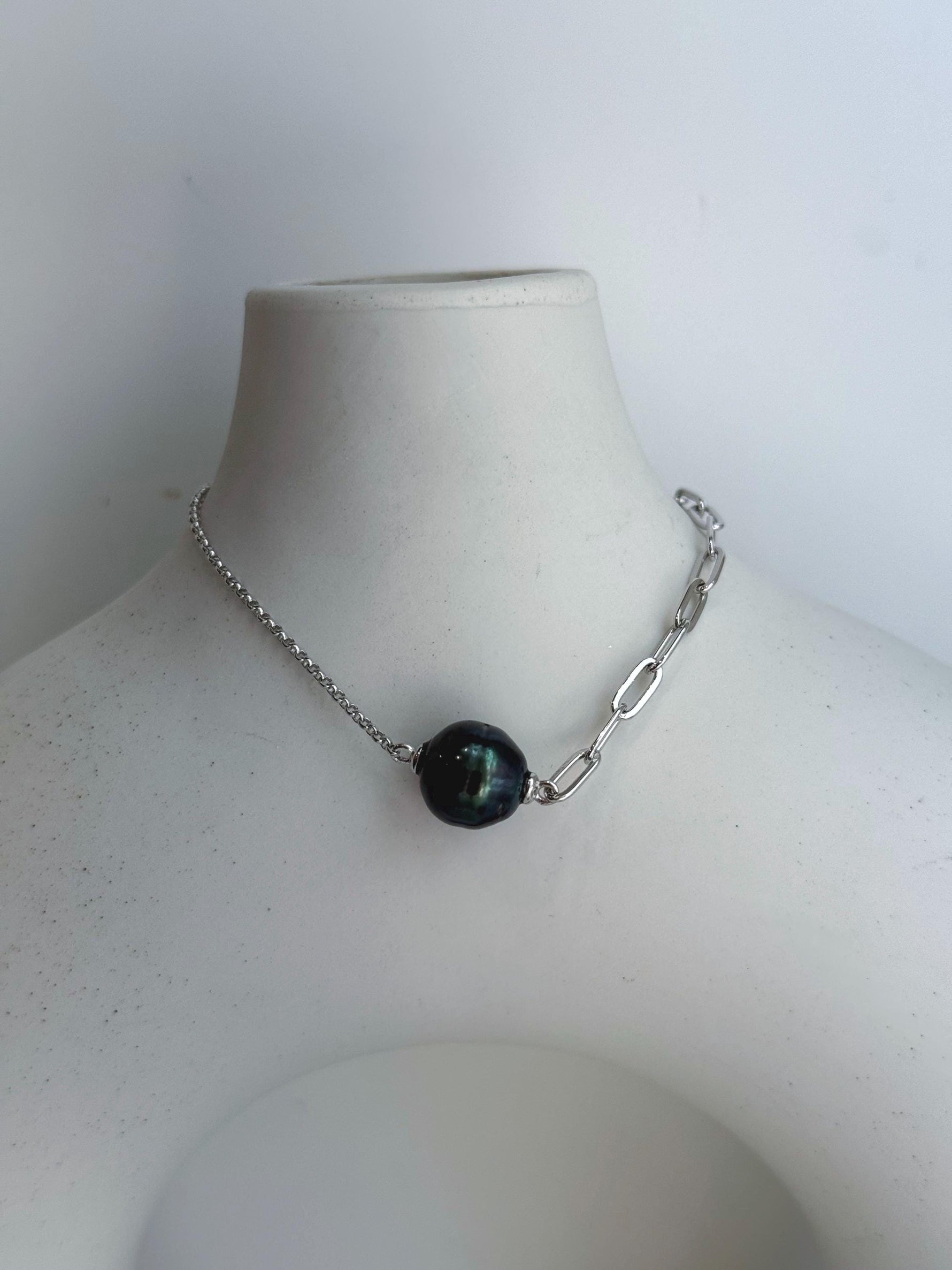 extreme luster Tahitian green ocean Pearl s925 silver AB bracelet for her