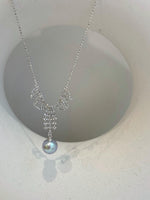 blue silver Akoya ocean Pearl s925 silver lace necklace set for her anniversary