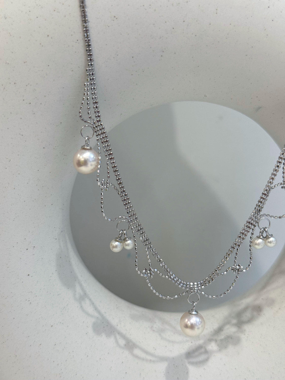 akoya ocean pearls s925 silver lace necklace set for her anniversary
