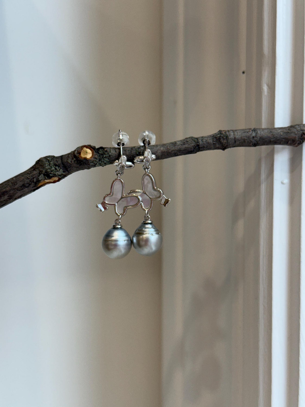 affordable Tahitian silver pearls s925 silver butterfly earrings chandeliers for her