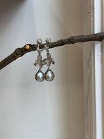 Tahitian silver pearls s925 silver butterfly earrings chandeliers for her anniversary