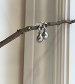 Tahitian platinum Keshi pearls s925 silver blue zircon cool earrings for her birthday