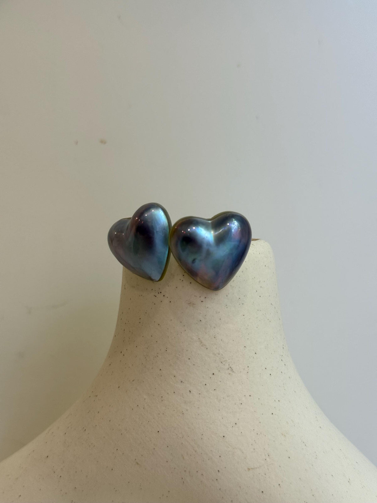 cheap Insale strong luster sky blue purple iridescent heart ocean Mabe earrings S925 silver minimalist earrings. Gift for her anniversary.
