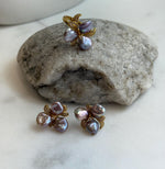 affordable metallic pink rose Keshi pearls s925 silver earrings ring set for her