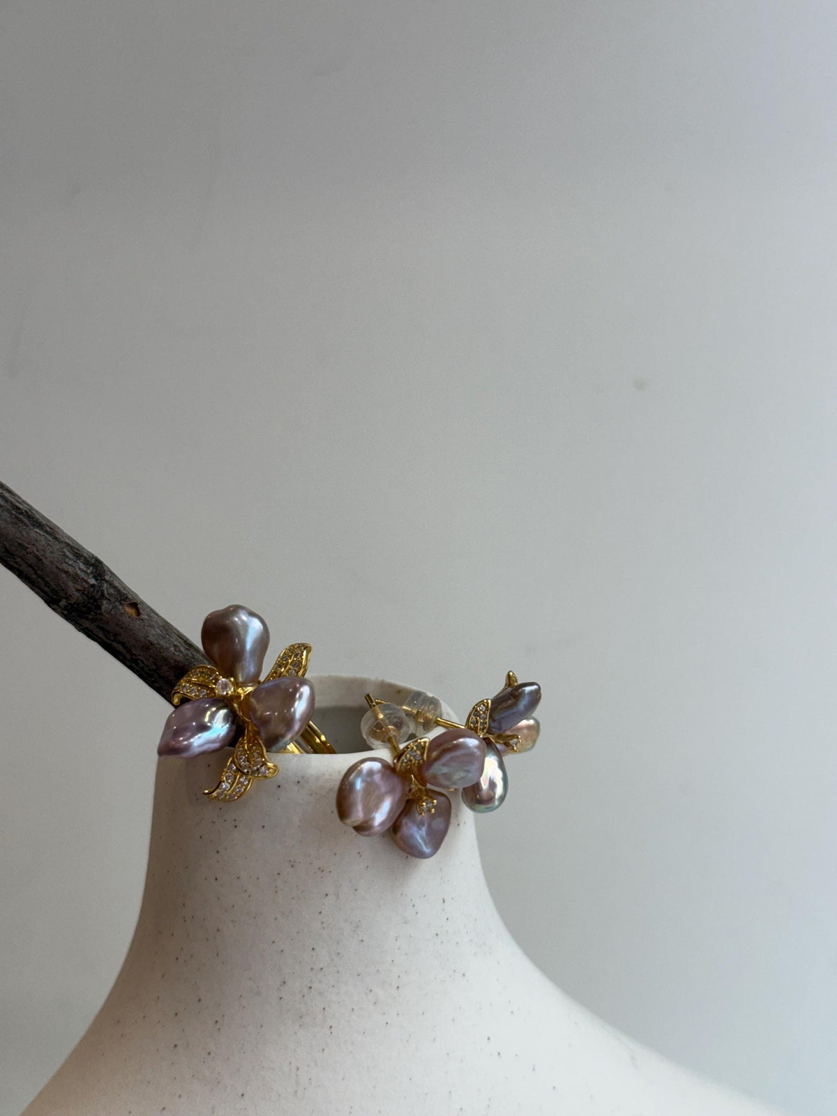 metallic pink rose Keshi pearls s925 silver earrings ring set for her engagement