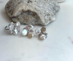 white iridescent Keshi pearls s925 silver earrings ring set for her