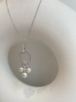 tri Akoya ocean peasls s925 silver floral pendant necklace set for her graduation