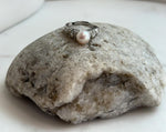 cheap Akoya Extreme luster Mirrored ivory Ocean natural Pearl s925 silver adjustable vintage Statement engagement Ring. Gift for her.