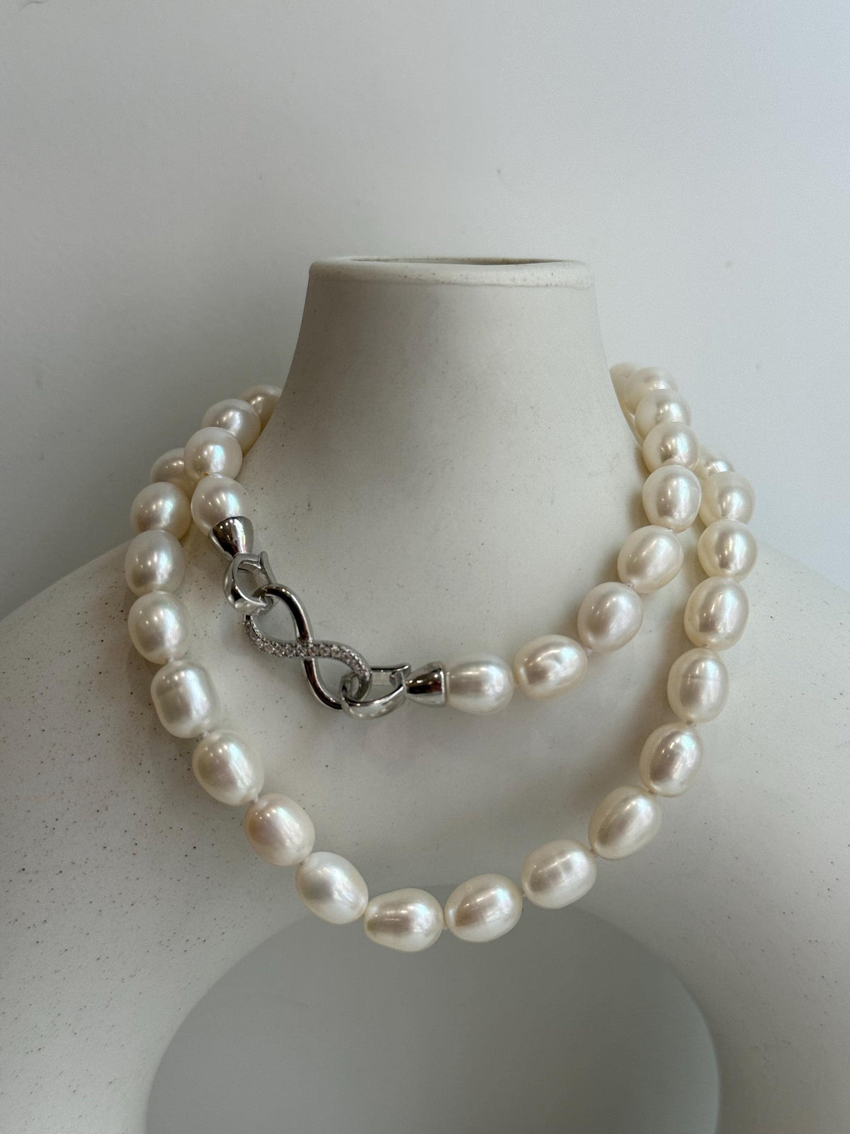 Strong luster Freshwater white rice Pearls s925 necklace choker Perfect unique gift for wife daughter teacher Anniversary