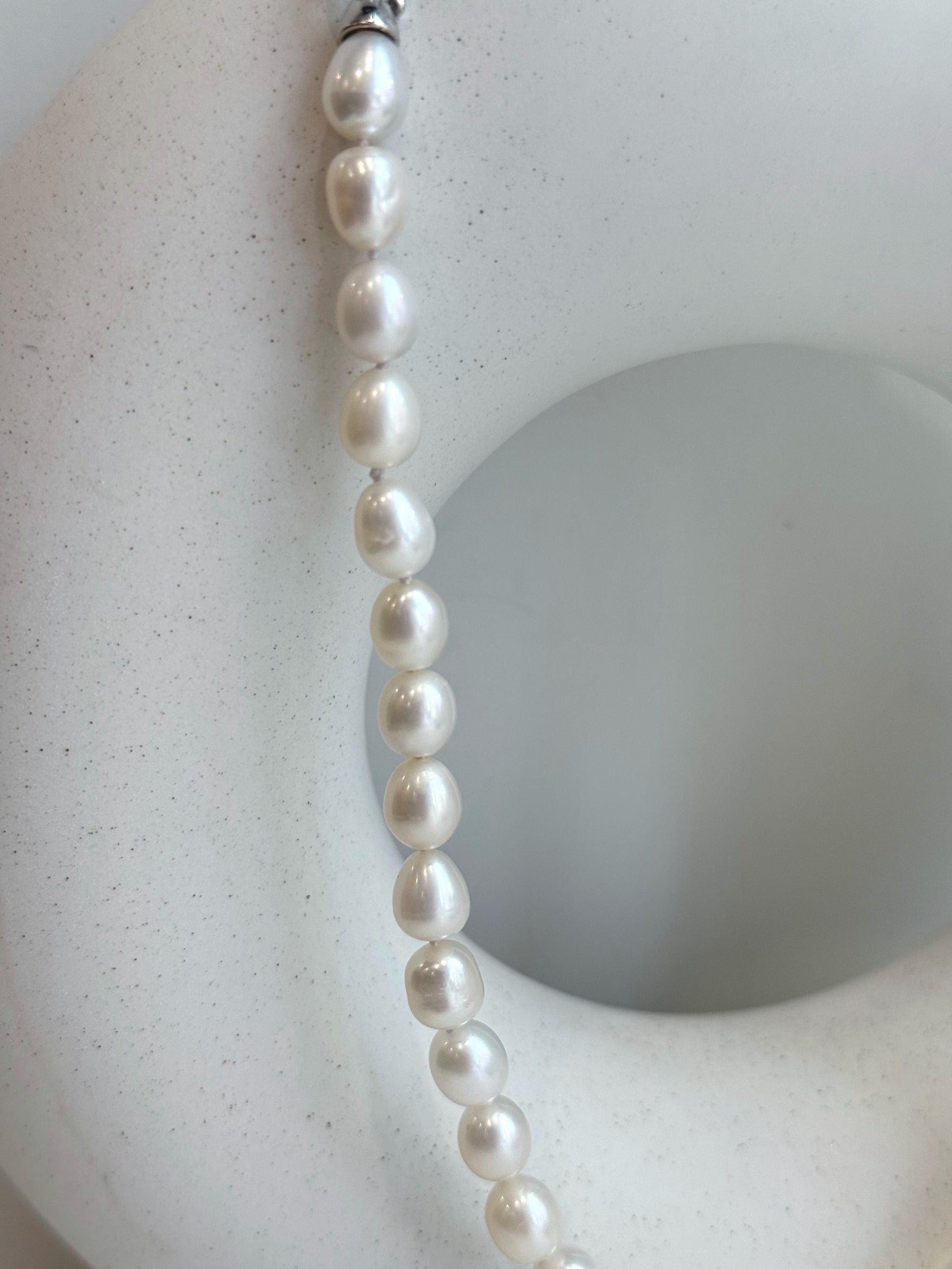affordable Strong luster Freshwater white rice Pearls s925 necklace choker Perfect unique gift for wife daughter teacher.