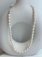 cheap Strong luster Freshwater white rice Pearls s925 necklace choker Perfect unique gift for wife daughter teacher.