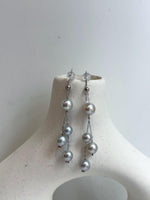 Akoya blue silver ocean pearls s925 silver earrings chandeliers for her