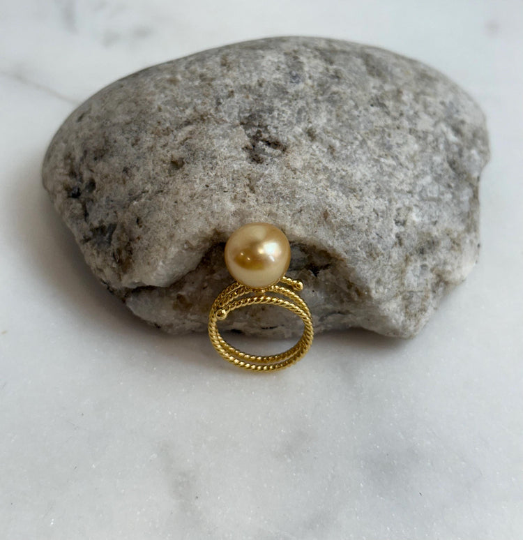 affordable 12mm Extreme luster South Sea Golden pure natural Ocean Pearl s925 silver adjustable ring. holiday gift wedding gift.