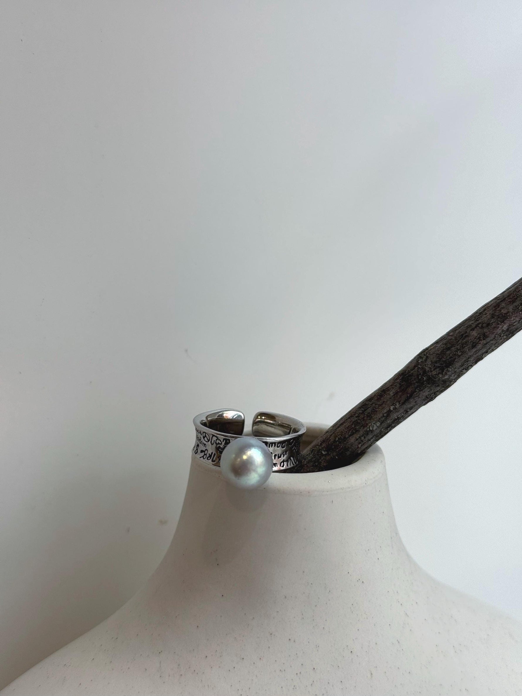 Akoya blue silver ocean pearl s925 silver adjustable vintage ring for her