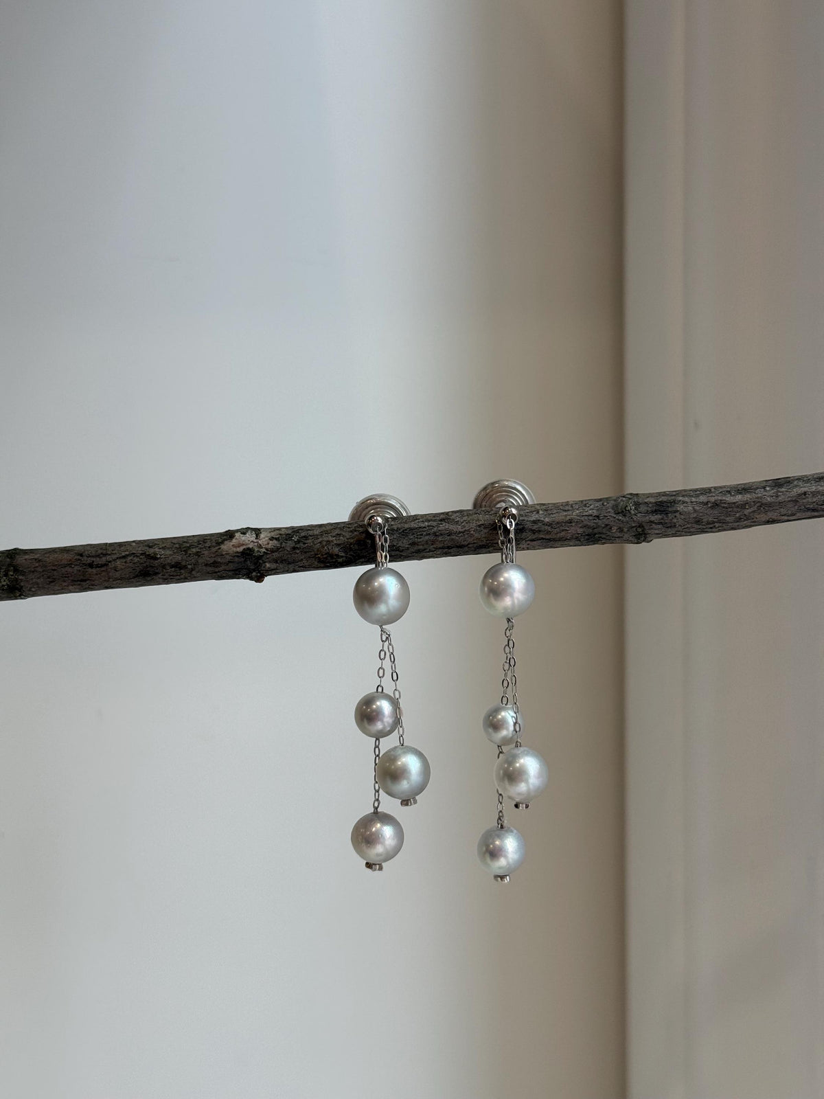 cheap Akoya blue silver ocean pearls s925 silver earrings clips chandeliers for her