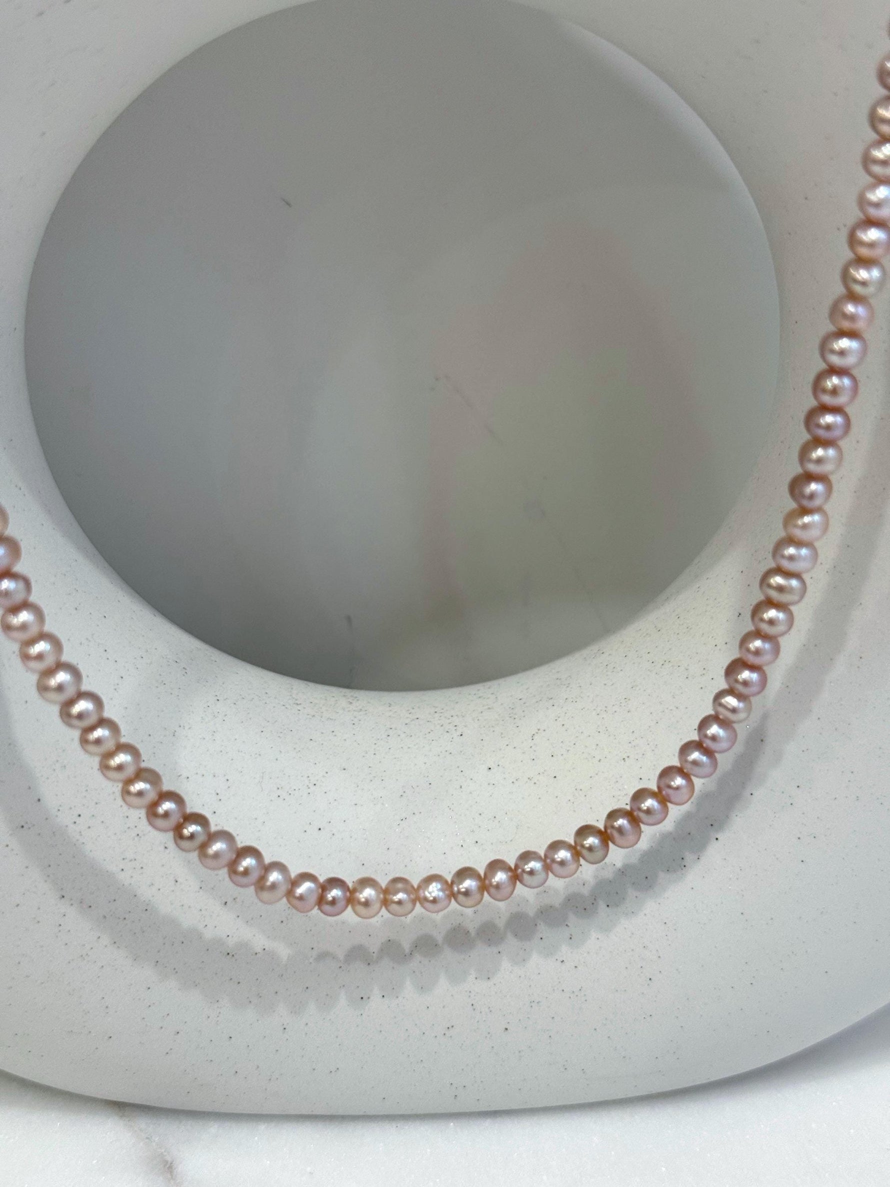 affordable extremely strong luster Freshwater blush pink rose near round small Pearl strand Necklace unique anniversary gift for her birthday