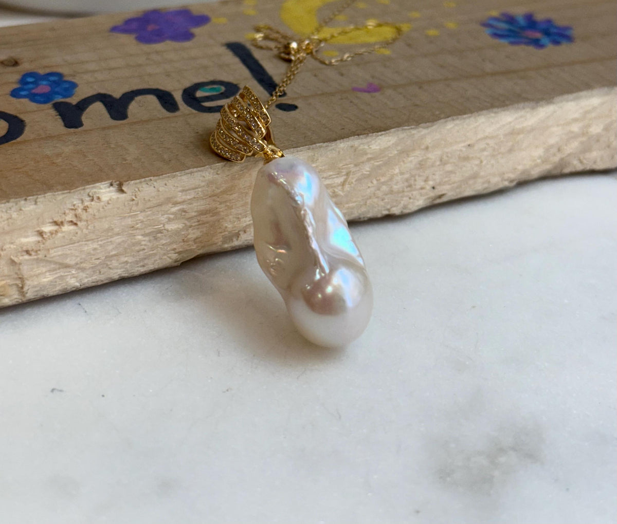 15x30mm InSale Extreme luster white iridescent smooth Baroque Pearl s925 silver vintage pendant silver chain Necklace gift for her birthday