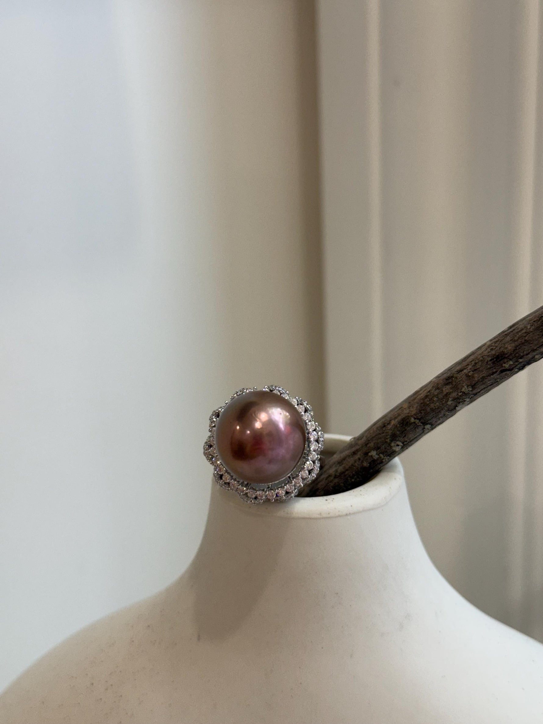 13.6mm Insale Edison Extreme luster metallic rose with green hue pearl s925 silver stylish pendant silver chain Necklace unique gift for her