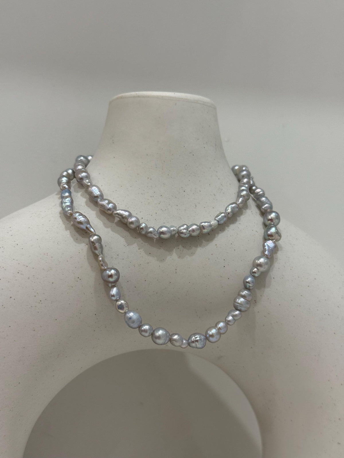 affordable freshwater silver iridescent Keshi pearls s925 silver necklace strand for her