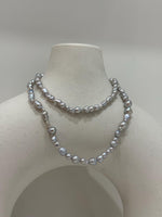 affordable freshwater silver iridescent Keshi pearls s925 silver necklace strand for her