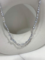 freshwater silver iridescent Keshi pearls s925 silver necklace strand for her daily wear