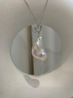 17.4x32mm InSale Extreme luster white iridescent smooth Baroque Pearl s925 silver heart pendant silver chain Necklace gift for her anniversary