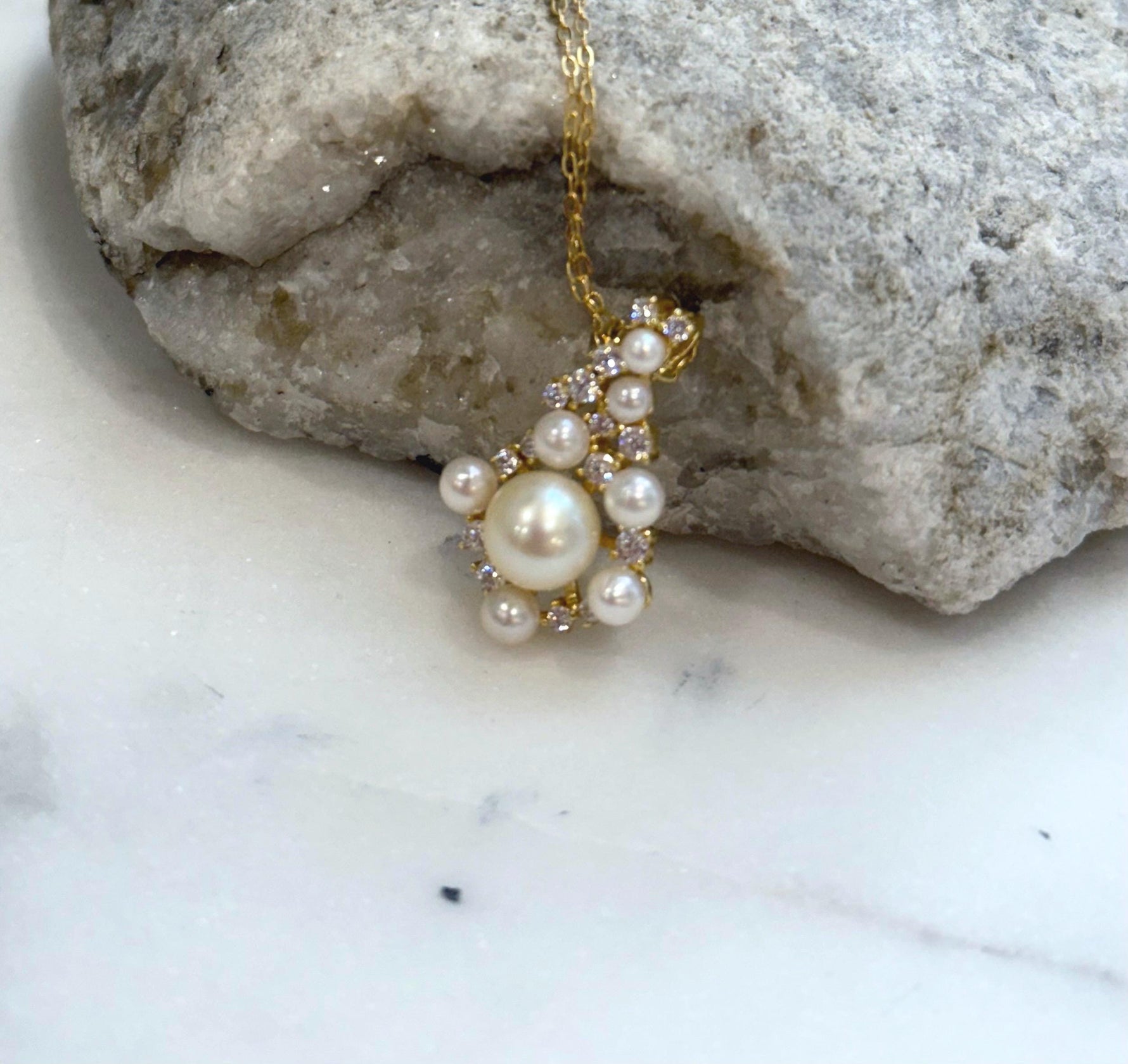 Akoya ocean pearls s925 silver vintage pendant necklace set for her