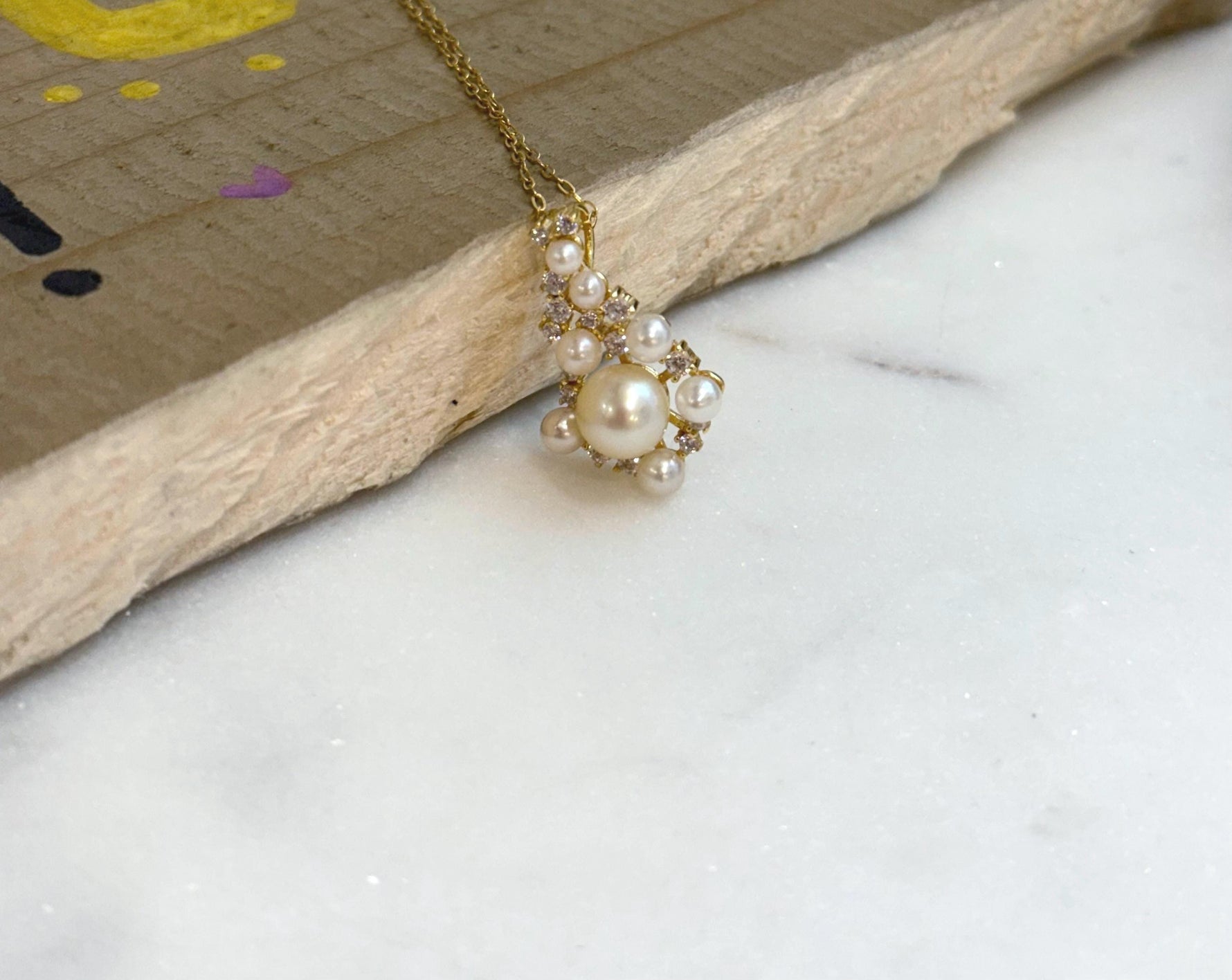 Akoya ocean pearls s925 silver vintage pendant necklace set for her anniversary