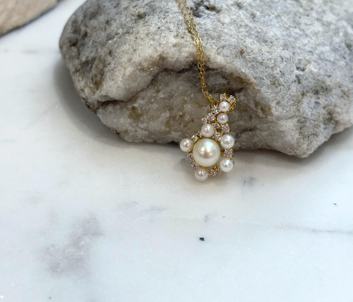 Akoya ocean pearls s925 silver vintage pendant necklace set for her engagement