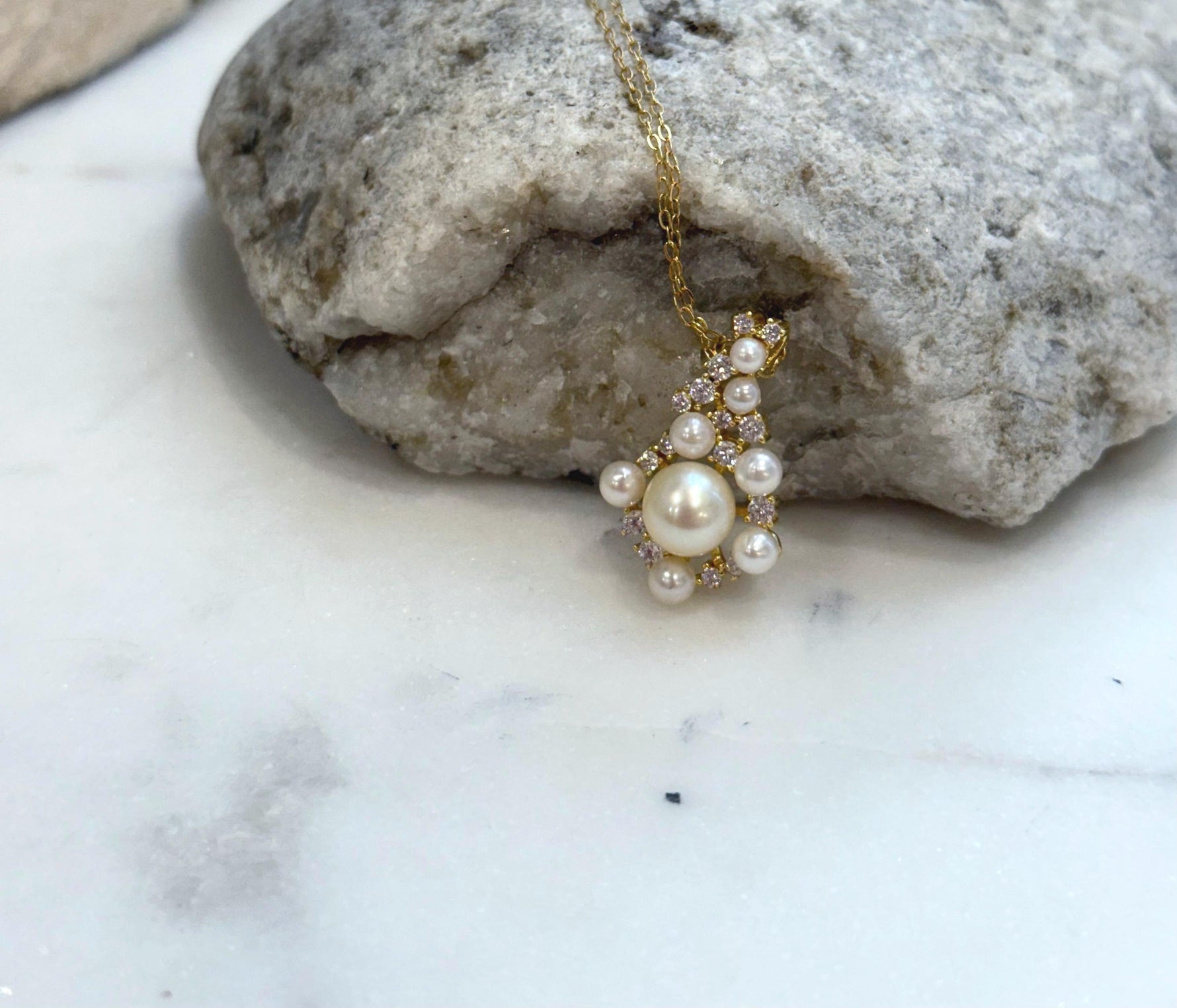 Akoya ocean pearls s925 silver vintage pendant necklace set for her engagement