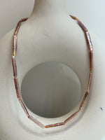 affordable extremely strong luster Freshwater metallic rose lavender strip Pearls strand Necklace unique anniversary gift for her daily wear