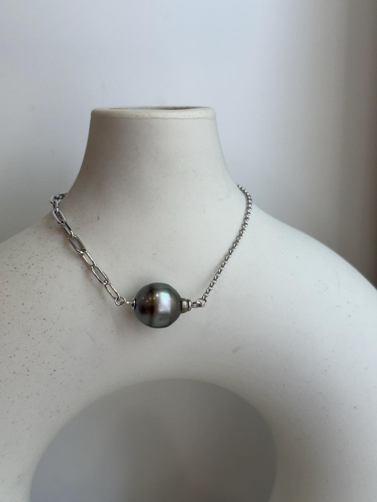 11.7mm Tahitian Ocean Saltwater Elegant Platinum Pearl bracelet adjustable daily silver bracelet. To 7.3”