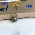 11.7mm Tahitian Ocean Saltwater Elegant Platinum Pearl bracelet adjustable daily silver bracelet. To 7.3”