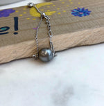 11.7mm Tahitian Ocean Saltwater Elegant Platinum Pearl bracelet adjustable daily silver bracelet. To 7.3”