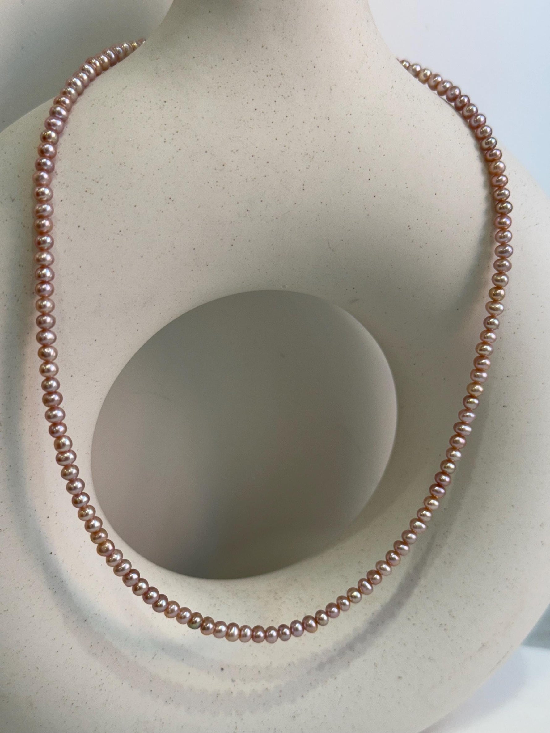 metallic rose lavender pearls s925 silver necklace strand for her graduation