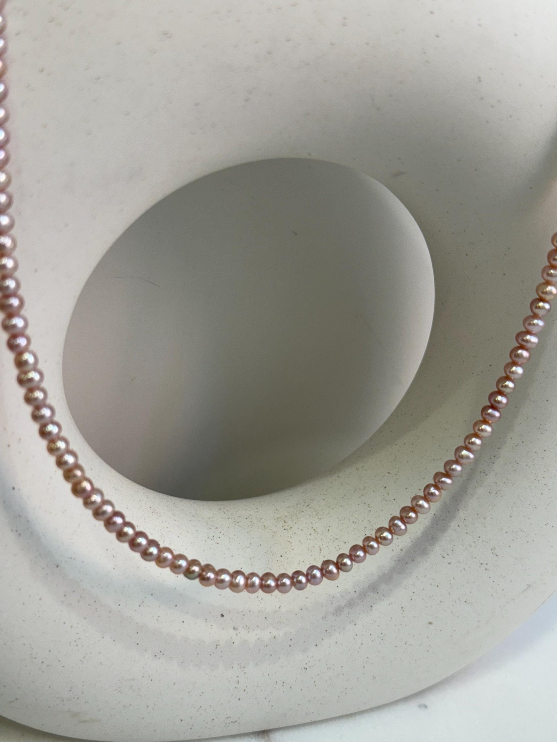 metallic rose lavender pearls s925 silver necklace strand for her office wear