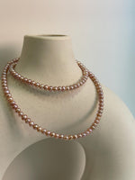 metallic rose lavender pearls s925 silver necklace strand for her holiday gift