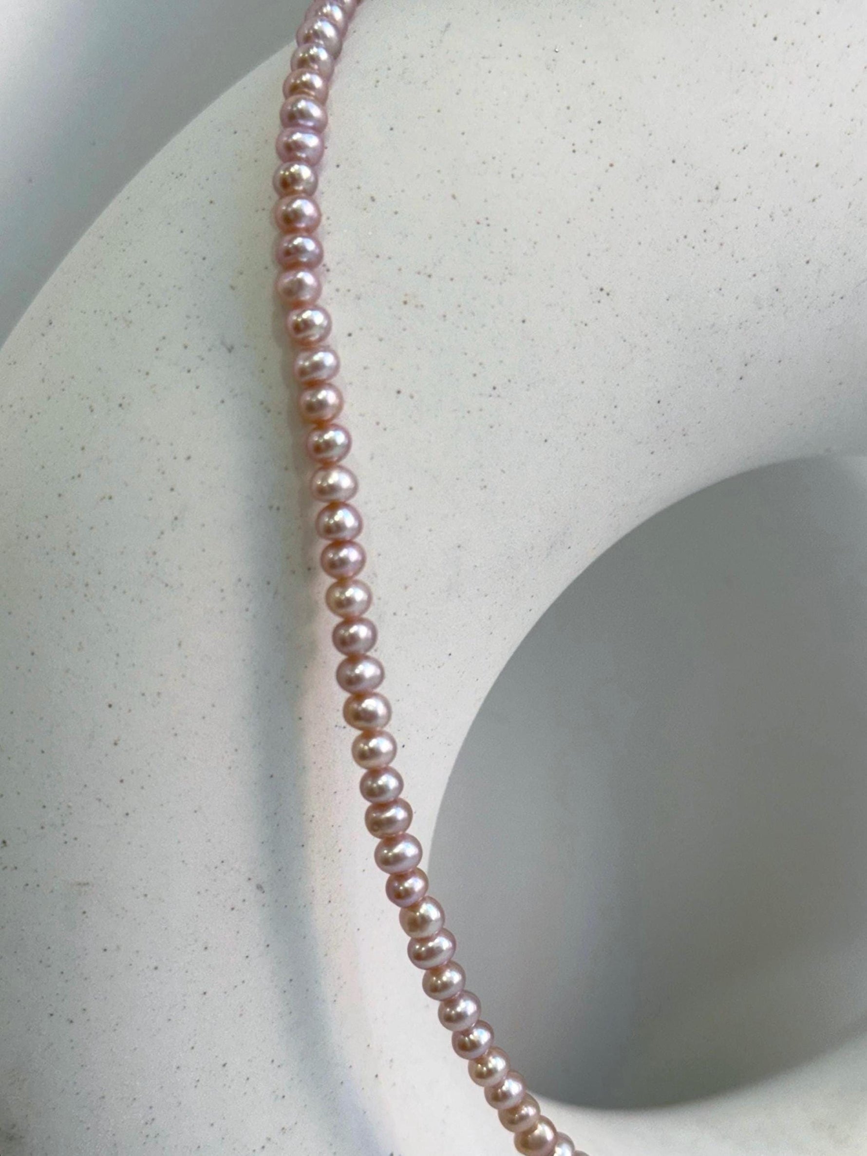 metallic rose lavender pearls s925 silver necklace strand for her