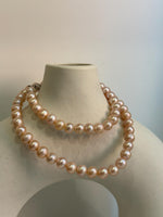 affordable peach Rose freshwater pearls s925 silver necklace strand for her
