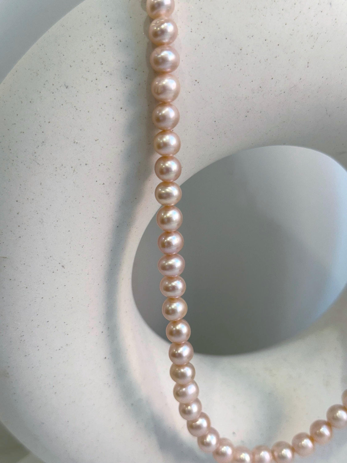 peach Rose freshwater pearls s925 silver necklace strand for her