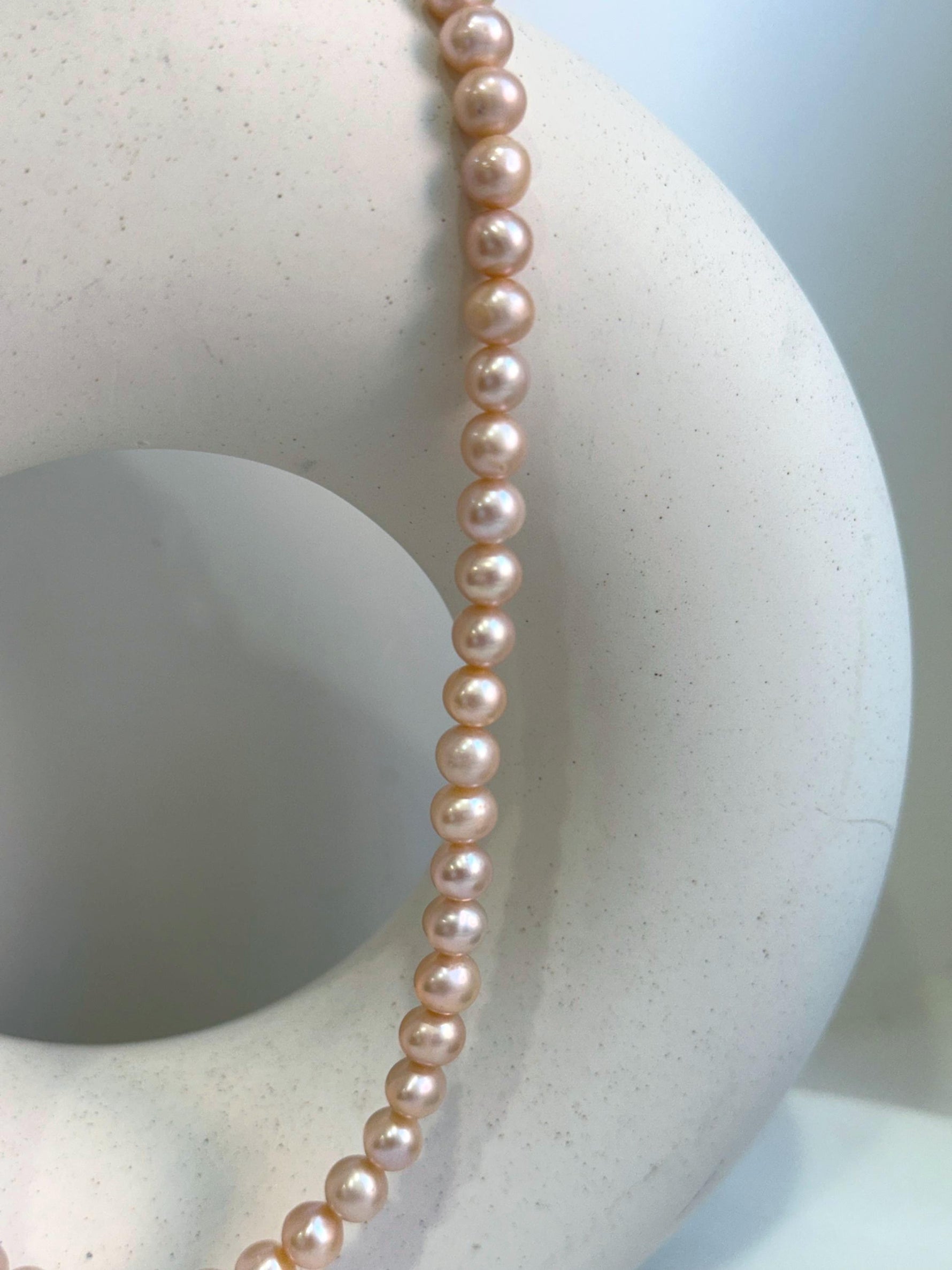 peach Rose freshwater pearls s925 silver necklace strand for her daily wear