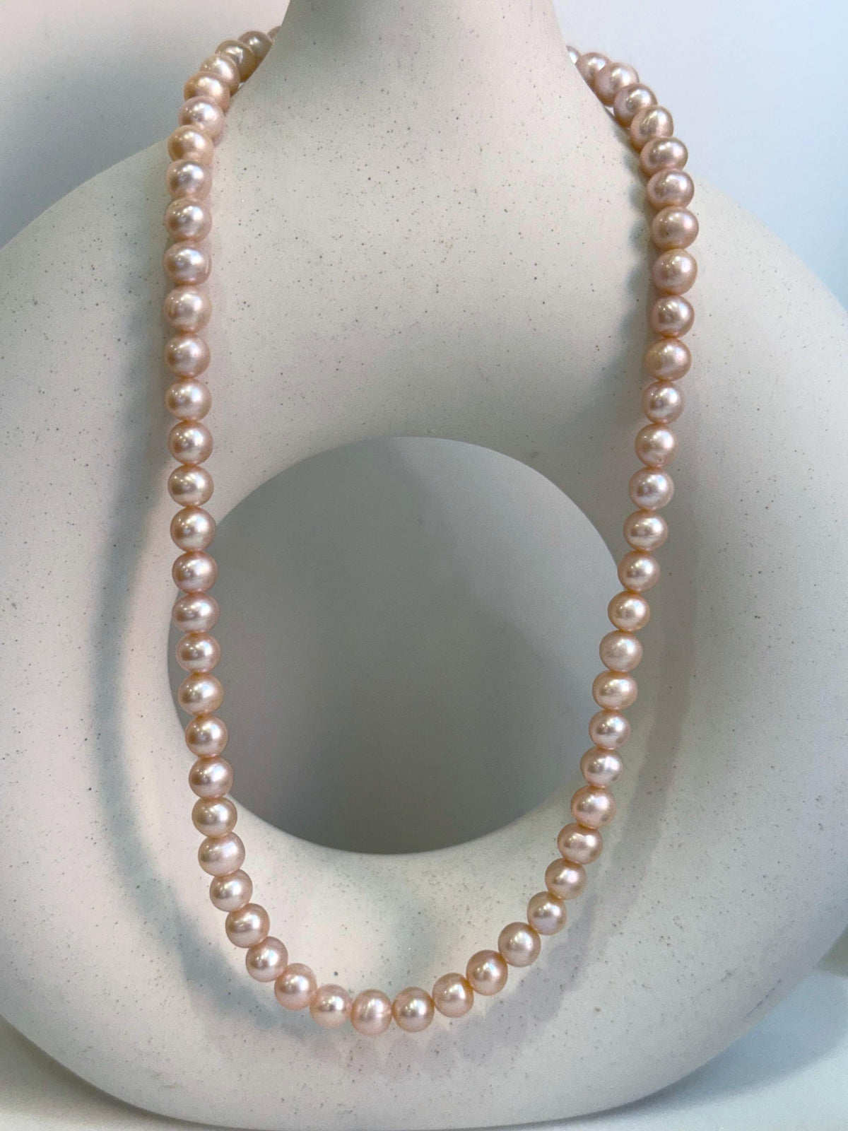 peach Rose freshwater pearls s925 silver necklace strand for her anniversary