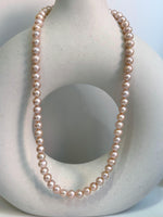 peach Rose freshwater pearls s925 silver necklace strand for her anniversary