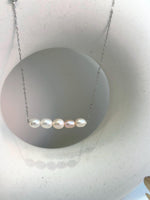 cheap 5pcs Freshwater ivory rose Keshi pearls s925 silver balancing necklace set for her