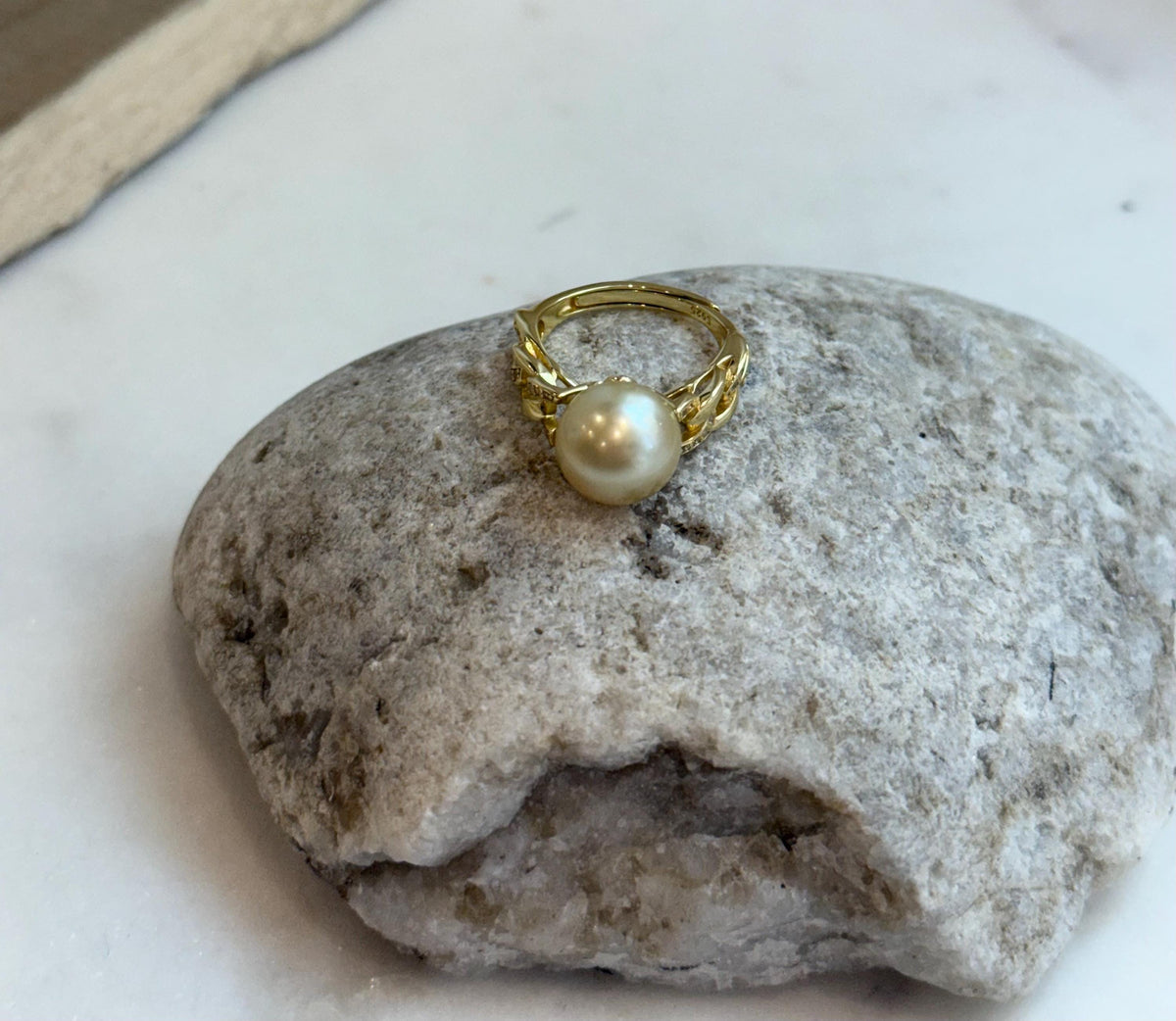 affordable 10.6mm Strong luster South Sea Golden natural Ocean Pearl s925 silver adjustable daily wear ring. Gift for her  birthday.