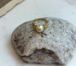 affordable 10.6mm Strong luster South Sea Golden natural Ocean Pearl s925 silver adjustable daily wear ring. Gift for her  birthday.
