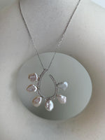 whole set white iridescent Keshi pearls s925 silver earrings pendant necklace set for her engagement